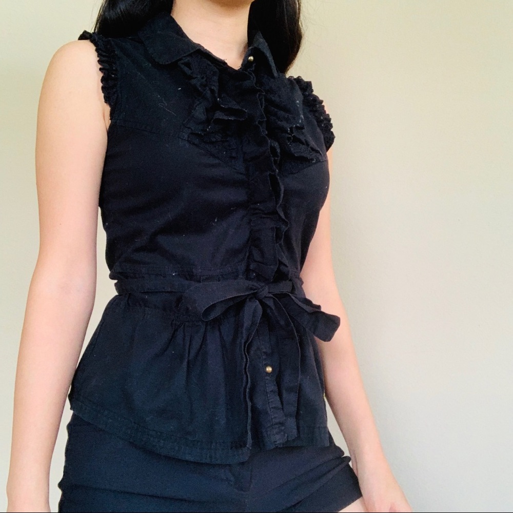 ECKO BLACK RUFFLE TOP - Picture 5 of 7